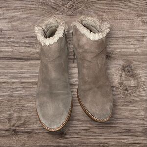 Cole Hahn Women's Suede Ankle Boots with Faux Fur Lining